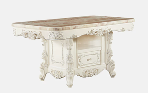 European Solid Wood Marble Dining <b>Table</b> Luxury Rectangular Gold Dining <b>Table</b> 4 6 8 Seater Dining <b>Table</b> With Drawers - Product Image 6