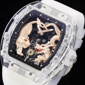 Montre-bracelet haut de gamme RM5101 Crystal Dragon Tiger Tourbillon, squelette, remontage manuel, étanche, unisexe, collection Gala Impérial - Product Image 3