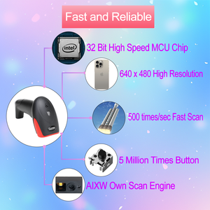 Aixw xách tay không dây <span class=keywords><strong>QR</strong></span> mã 1D 2D Máy quét mã vạch siêu thị kho cầm tay đầu đọc USB CMOS hàng tồn kho - Product Image 5