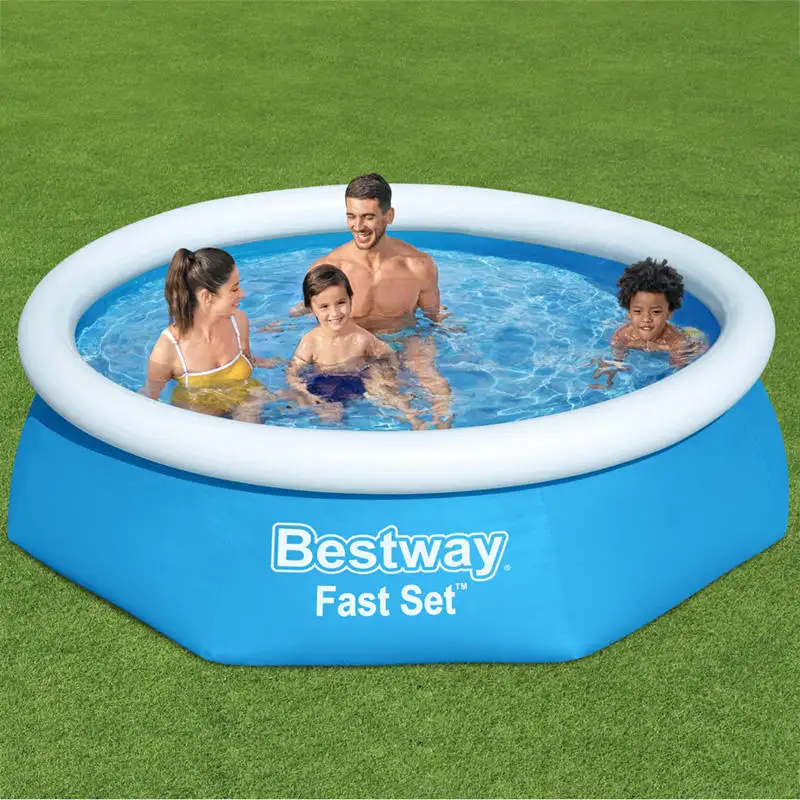 Bestway 57450 Inflatable Top Ring Gonflable Removable Backyard Outside Plastic Blue Above Ground Swimming Pool Set