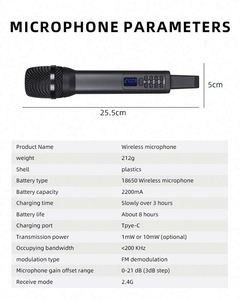 Micrófono Inalámbrico Recargable Universal 4 en 1 D100+ N24 2.4G para Actuaciones Profesionales en Escenario, Karaoke, Iglesia, Conferencias - Product Image 2