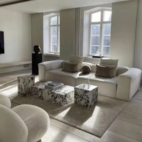 Italienischer Moderner Luxus-Couchtisch aus Weißem Eisjade-Grünem Marmor, Neues Design Basse Naturtische für Wohnzimmer, Polierte Hoteltische