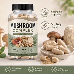 Cápsulas de Complejo de Hongos Mixtos Orgánicos, Veganos, Sin Gluten, Naturales y Bajos en Grasa, Suplemento Inmunológico para Adultos, No Apto para Mujeres Embarazadas - Product Image 4