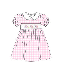 Детская одежда с вышивкой пасхального кролика, детская одежда для девочек, оптовая продажа - Product Image 4