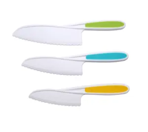 3件儿童塑料菜刀套装，儿童安全烹饪厨师刀用于水果儿童玩具刀组