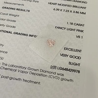 Doble Anillo de Joyería con Diamante Rosa Claro de 1.18CT, Corte Corazón Excelente, VVS-VS, Certificado IGI, Diamantes Creados en Laboratorio