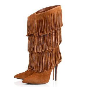 Ragazze peluche di inverno della pelle scamosciata della nappa delle signore stiletto stivali <span class=keywords><strong>donna</strong></span> <span class=keywords><strong>tacco</strong></span> - Product Image 2
