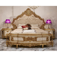 Ensemble de chambre à coucher de luxe en bois massif, lit sculpté à la main, table de chevet, coiffeuse, armoire, ensemble complet de chambre à coucher de style turc