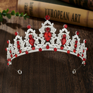 Di lusso da sposa corona colorata in lega di cristallo pieno diamante fascia barocca in metallo Tiara accessori per abiti da sposa copricapo - Product Image 6