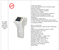 Alarme de mouvement GSM sans fil étanche HY-208T avec capteur infrarouge solaire, immunitaire aux animaux, antivol, 25 kg, avec contrôle par application, blanche
