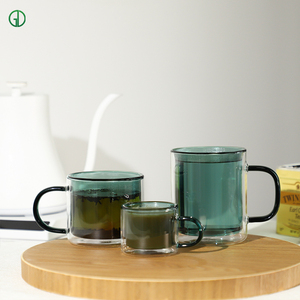 Tasse à thé, café ou lait en verre opale rose à double paroi résistante à la chaleur avec poignée, mugs en verre personnalisés, <span class=keywords><strong>cadeau</strong></span> pour la fête <span class=keywords><strong>des</strong></span> pères - Product Image 4