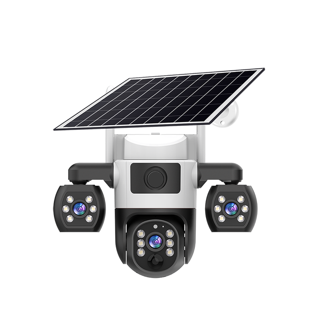 Solar Panel Battery PIR Telecamere Di Sorveglianza Online Wholesale Supplier 3 Lens PTZ V380 Pro Outdoor 4G SIM Card Camera CCTV