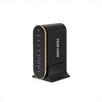 Chargeur universel TKT 140W GaN LED à 8 ports, station de charge de bureau, chargeur mural ABS, prise US, téléphone, ordinateur portable, type complet EU