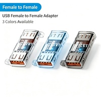 Adaptateur d'extension USB 3.2 femelle-femelle 10G 60W, connecteur de synchronisation de données à coque transparente pour extension de câble d'ordinateur