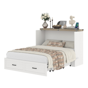 Modern Soft <b>Bed</b> <b>Queen</b> <b>Size</b> Murphy <b>Bed</b> Cabinet with Charging Station and Storage Drawer - Product Image 5