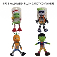 Sac à dos en peluche Candydraem pour Halloween avec pot à bonbons transparent, assortiment de monstres verts, citrouilles, crânes et grenouilles en peluche