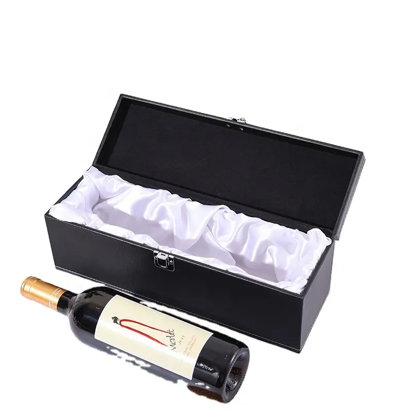 Caja de regalo de cuero de vino tinto de Venta caliente 2024, caja de exhibición de muestra y almacenamiento al por mayor por fabricante para Family Hotel Mall