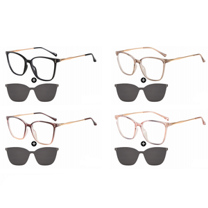 نظارات شمسية عصرية للسيدات على شكل عين القط TR + نظارات معدنية بمشبك بنمط صلب نظارات بصرية بنمط كلاسيكي عصري - Product Image 1