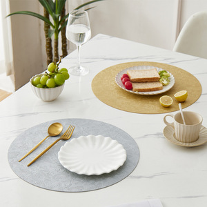 Luxury Embossed Leather <b>Placemat</b> Round Heat Insulation <b>Table</b> Mat Solid Color Home <b>Dining</b> Use - Product Image 3