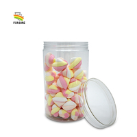 Vente en gros de pots en plastique transparent vides de qualité alimentaire pour emballages de noix, contenants pour animaux de compagnie, pots en plastique pour bonbons avec couvercle en aluminium 450 ml 500 ml 750 ml