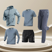 Ensemble de vêtements de sport pour homme personnalisé 5 pièces, sweat-shirt, t-shirt, shorts, leggings, tenue de course, tenue de fitness