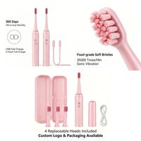Brosse à dents électrique sonique intelligente étanche couleur macaron, rechargeable IPX7, 3 modes de nettoyage, poils souples, pour adulte, vente en gros