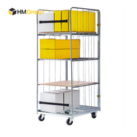 Chariot à cage pliable en acier pour le transport et le stockage durable sur 3 côtés