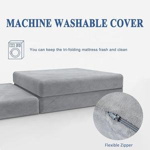 Tri colchón plegable espuma Topper 4 "espesor piso cuna colchón Guset cama con cubierta extraíble lavable a máquina - Product Image 4