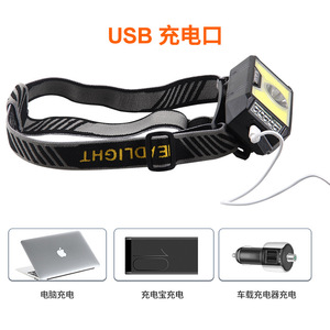 T6 COB LED Headlamp Rechargeable USB Outdoor Camping <b>Light</b> Red <b>Flash</b> Mode Dimmable Plastic Body - Product Image 2