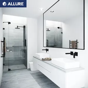 Allure Set Kabinet Kamar Mandi, Set Atasan Mandi Wastafel Ganda Atasan Mandi Apung Modern Gaya Eropa dengan Wastafel