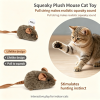 Jouet interactif pour chat, jouet en peluche couineur pour stimuler l'instinct de chasse, idéal pour le jeu d'intérieur, résistant aux griffures et aux morsures, cadeau pour animaux de compagnie