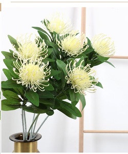 卸売人工シルク花ピンクッションProtea Cynaroides人工トロピカルフラワー結婚式の装飾用