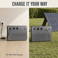 Station d'alimentation portable LiFePO4 2300W 2304Wh avec contrôleur MPPT à onde sinusoïdale pure pour le camping, les camping-cars, la maison, la sauvegarde hors réseau