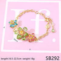 Parure de bijoux en zircon coloré pour femme, motif floral, collier, boucles d'oreilles et bague, cadeau de mariage en gros