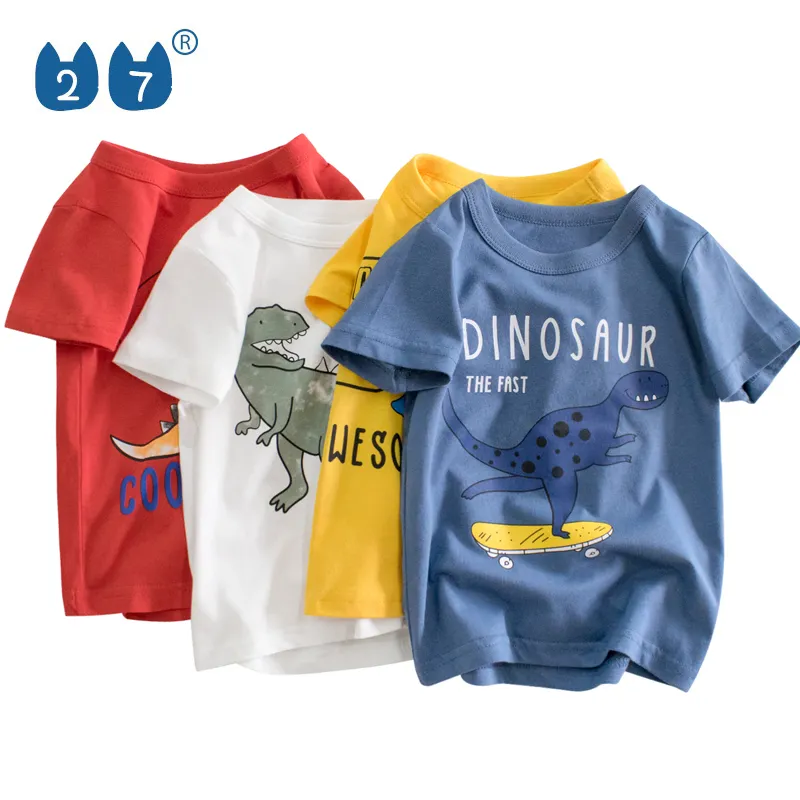 Moda karikatür dinozor baskı rahat yaz erkek T Shirt çocuk giysileri