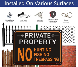 Segnale Riflettente Impermeabile per il <span class=keywords><strong>Traffico</strong></span>: Proibito la Caccia, la Pesca e l'Ingresso - Cartello di Avvertimento per Fattorie e Terreni in Lamiera di Alluminio Resistente alle Intemperie - Product Image 4