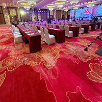 Tapis d'hôtel de luxe en laine Axminster et nylon, motif abstrait rouge, tissé à la machine, écologique, lavable