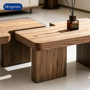 Rustic Rectangular Solid Wood <b>Coffee</b> <b>Table</b> Set Low Profile Modular <b>Table</b> for Living Room Apartment Room Pastoral Room - Product Image 3