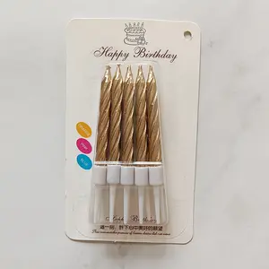 Homesun Atacado 10pcs Linha Colorida Feliz Aniversário Velas Com Suporte Bolo Vela para Aniversário Casamento Bolo Decoração