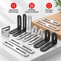 Support d'angle réglable en acier inoxydable à trou long, connecteur en L à 90 degrés pour quincaillerie de meubles et armoires