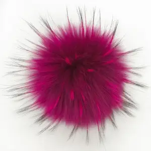 Wholesale soft furry real faux colorful rabbit fox raccoon fur pompom ball for beanie hat toque keyring