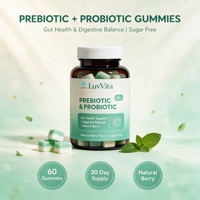 Gummies prébiotiques et probiotiques à marque privée, véganes, à la pectine, pour la santé intestinale, l'équilibre digestif, le renforcement immunitaire, saveur naturelle de baies