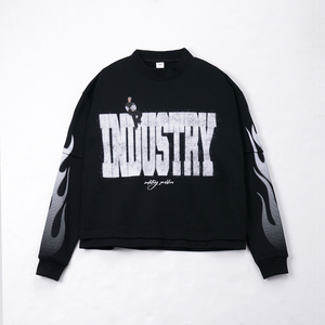 Benutzer definierte Herren Baumwolle Übergroßes T-Shirt Säure gewaschen Doppels chicht Langarm mit Vintage Grafik DTG Druck <span class=keywords><strong>Solid</strong></span> Pattern - Product Image 2