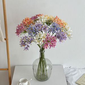 Flores Artificiales de Agapanthus Yasunobu, Rama Individual de Seda, en Blanco, Azul, Morado y Naranja, para Decoración de Bodas y Hogar - Product Image 1