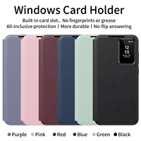 Étui de téléphone à clapet en cuir de luxe VAWI F011 avec fenêtre d'écran externe, anti-chute, pour Samsung S20~S23 S24 S25 Ultra