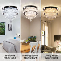 Lustre LED en cristal circulaire à double couche à intensité variable, éclairage LED de luxe pour salon, chambre à coucher