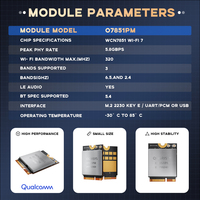 Punto de Acceso Inalámbrico Wifi 7 IEEE802.11 A/b/g/n/ac/ax/be 2.4g/5g/6g 5800M 320MHz PCIe UART -30~85 ℃    Soluciones Wifi CPE