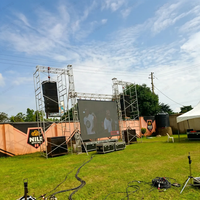 Écran LED RAYBO OptiFlex Série P3.91, modèle extérieur IP65, installation suspendue pour toile de fond de festival de musique en extérieur en Ouganda.