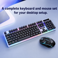Clavier et souris de jeu filaires AOC KM100 Noir 104 touches USB Souris rétroéclairée 800 DPI pour PC Ordinateur portable Bureau En stock