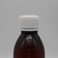 Bouteille vide en PET ambré de 150 ml sans BPA, anti-déversement, pour médicaments liquides (sirop contre la toux), avec bouchon inviolable et impression sérigraphique